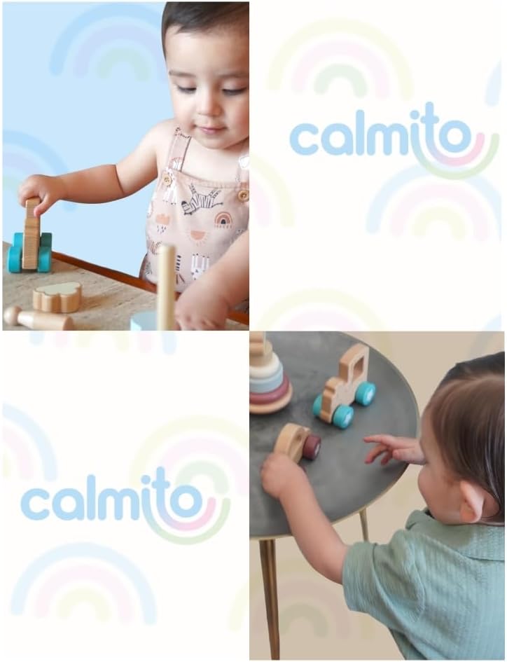 Set de Bloques y Vehículos Montessori 4 en 1 de Madera | Juguete de Construcción para Bebés 10 Meses+ | Desarrollo Creativo, Motricidad y Coordinación