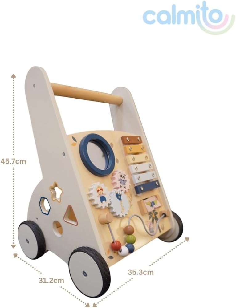 Andadera Montessori de Madera para Bebé 12 Meses+ | Caminadora con 15 Actividades Sensoriales | Juguete Educativo para Primeros Pasos y Desarrollo Motor