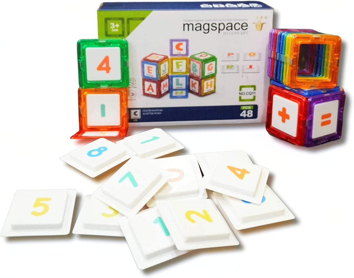 Contenido completo del set de 48 piezas con letras