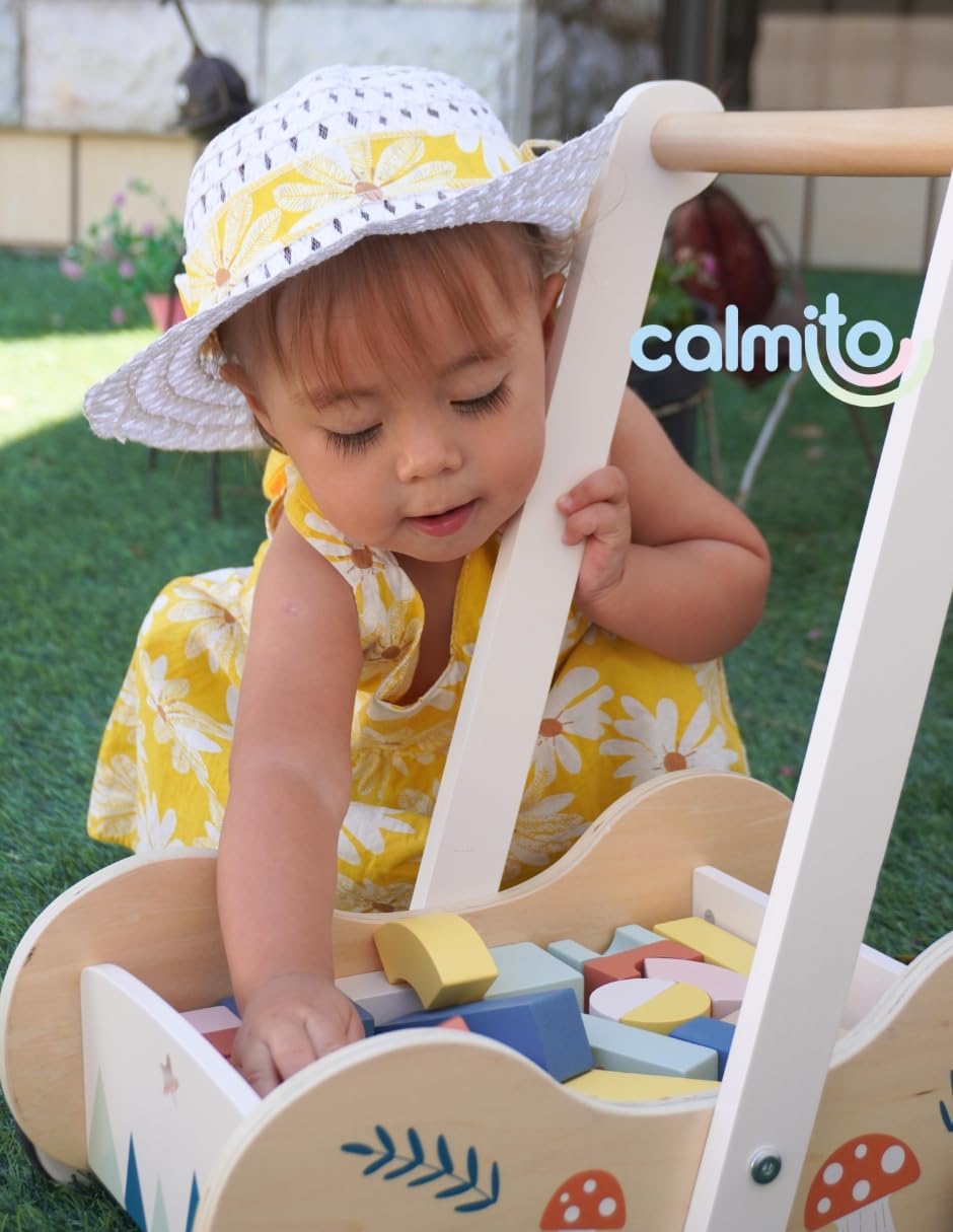 Andadera Montessori para Bebé con Bloques de Construcción (31 Piezas) | Caminadora de Madera 6-12 Meses | Juguete Educativo para Desarrollo Motor y Creativo