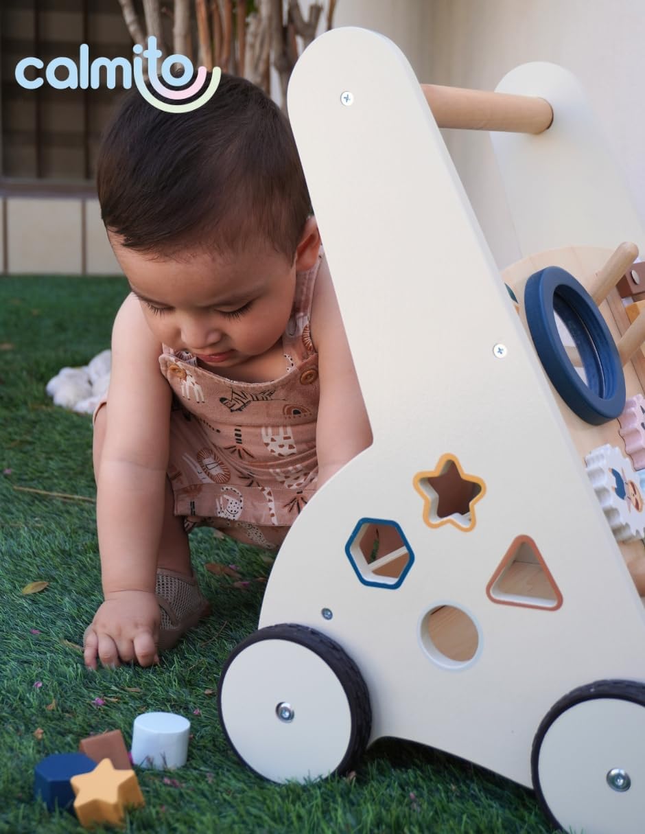 Andadera Montessori de Madera para Bebé 12 Meses+ | Caminadora con 15 Actividades Sensoriales | Juguete Educativo para Primeros Pasos y Desarrollo Motor