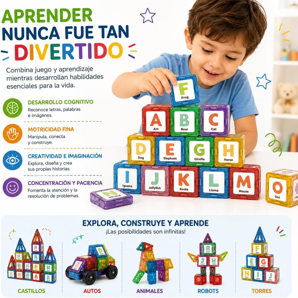 Detalle de las piezas magnéticas con letras