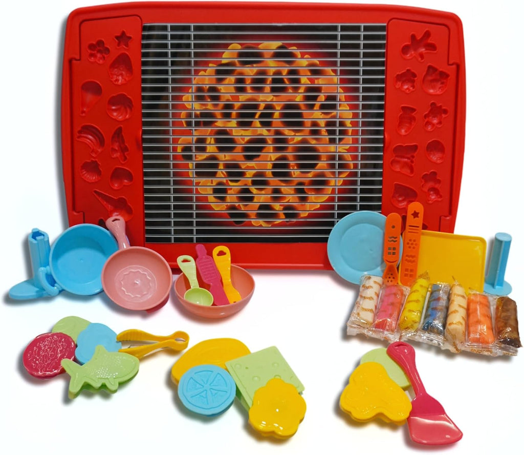 Magic Dough Parrilla BBQ Calmito, set de plastilina con parrilla y accesorios