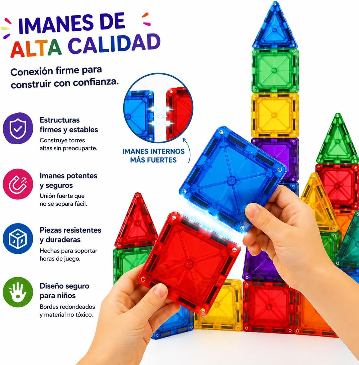 Niño construyendo con bloques magnéticos Calmito