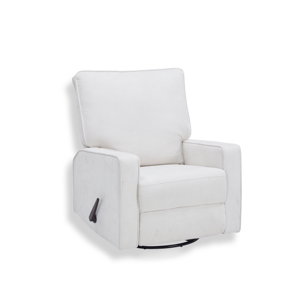 Sillón Reclinable Individual Giratorio y Mecedora de Tela | Reclinador Manual