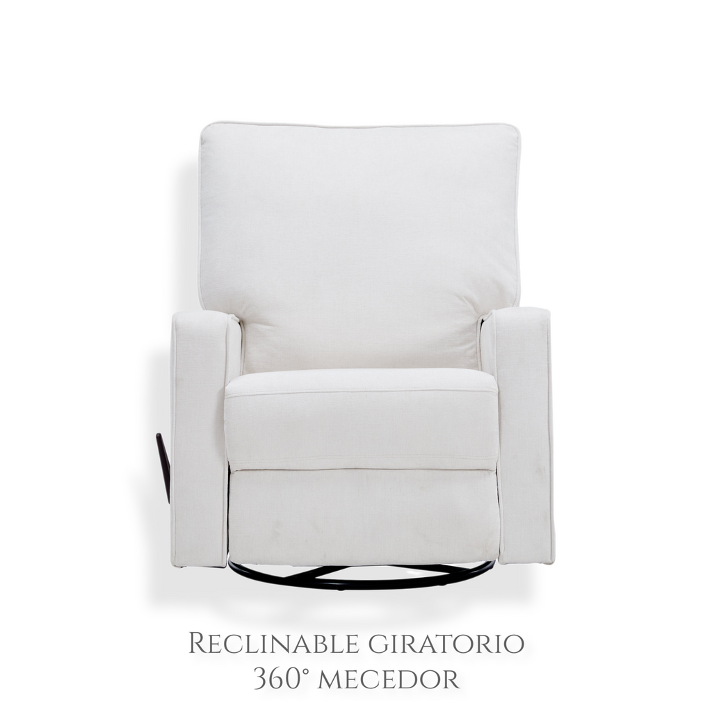 Sillón Reclinable Individual Giratorio y Mecedora de Tela | Reclinador Manual
