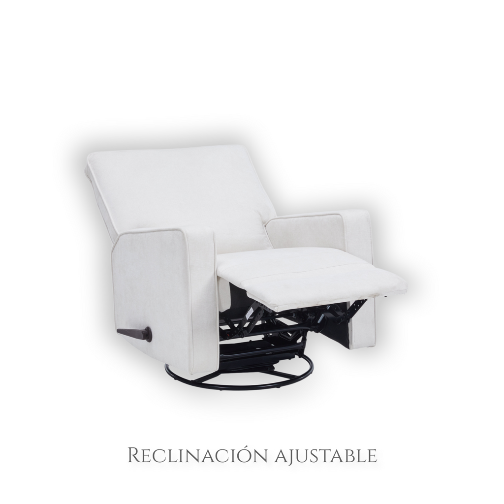 Sillón Reclinable Individual Giratorio y Mecedora de Tela | Reclinador Manual