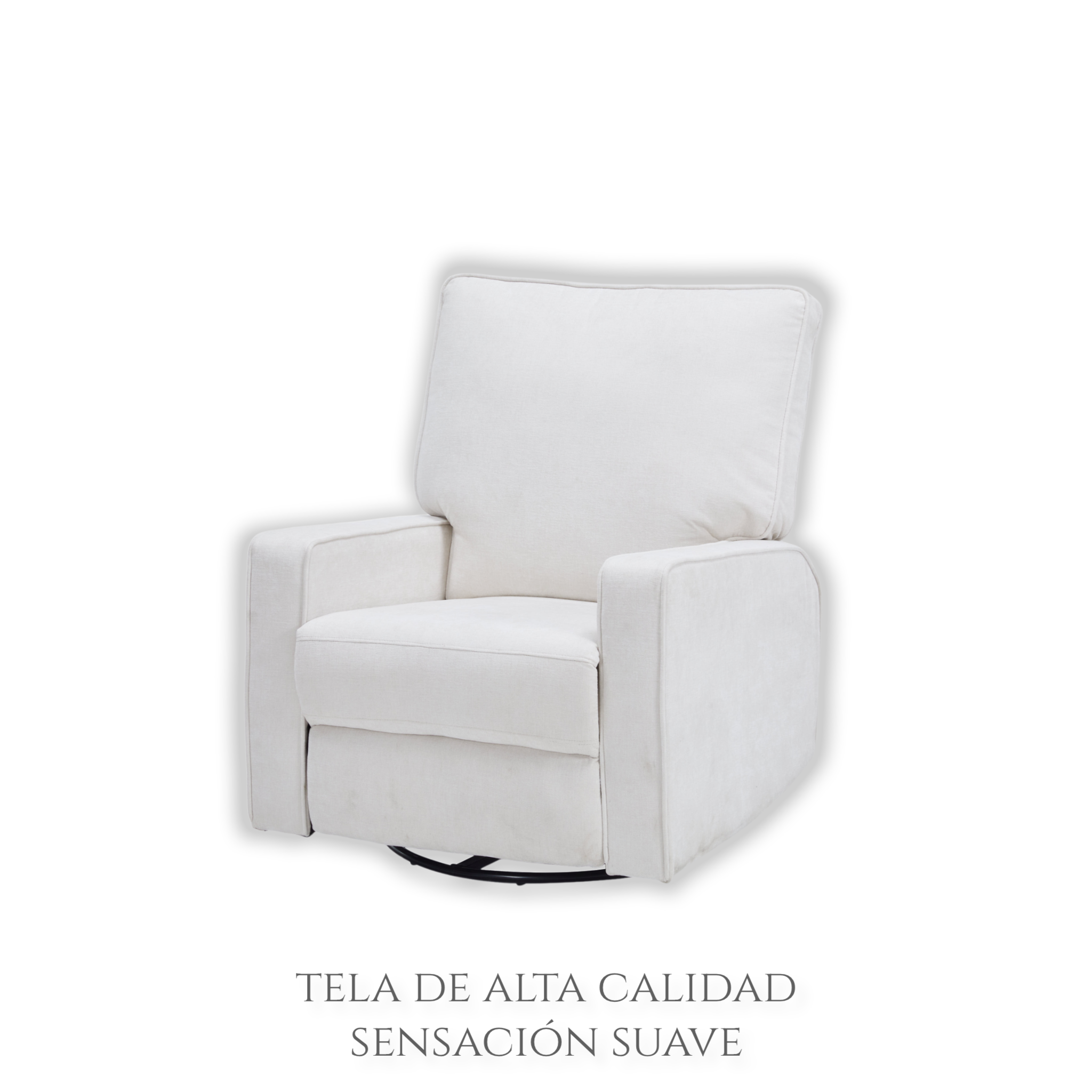 Sillón Reclinable Individual Giratorio y Mecedora de Tela | Reclinador Manual